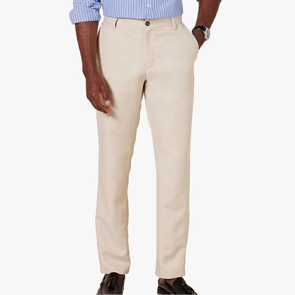 Amazon Essentials Men's Slim-Fit Flat-Front Dress Pant 29W x 28L in stone beige